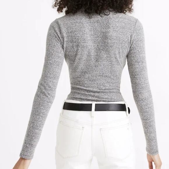 Madewell Turtleneck Bodysuit Long Slv Womens Sz S Heather Smoke Grey Fitted Top - Picture 3 of 7